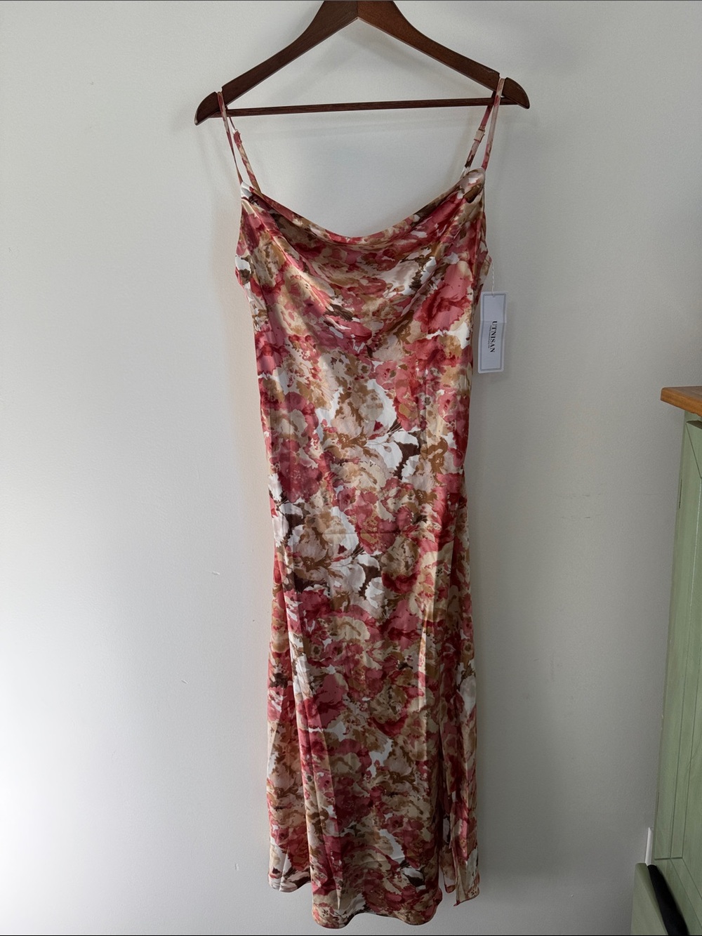 Floral Slip Maxi Dress in Pink & Cream